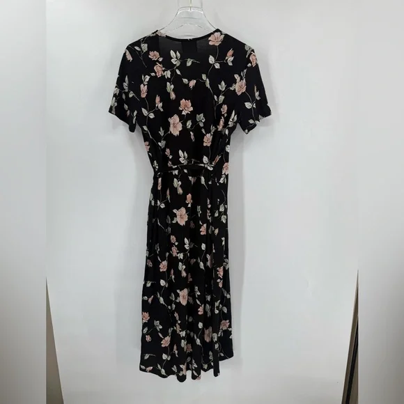Bleu Salt Cayman black with floral print Wrap Dress size large